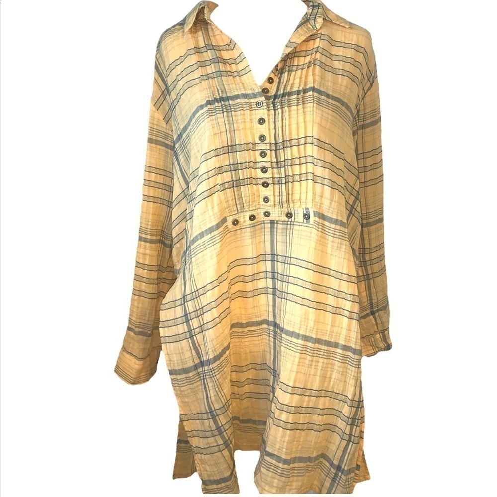 Anthropologie Pilcro Yellow Plaid Tunic Size Small